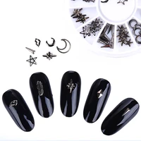 black studs 3d in wheel nail decoration mixed rivet circle star round square triangle bead tips manicure nail art decoration