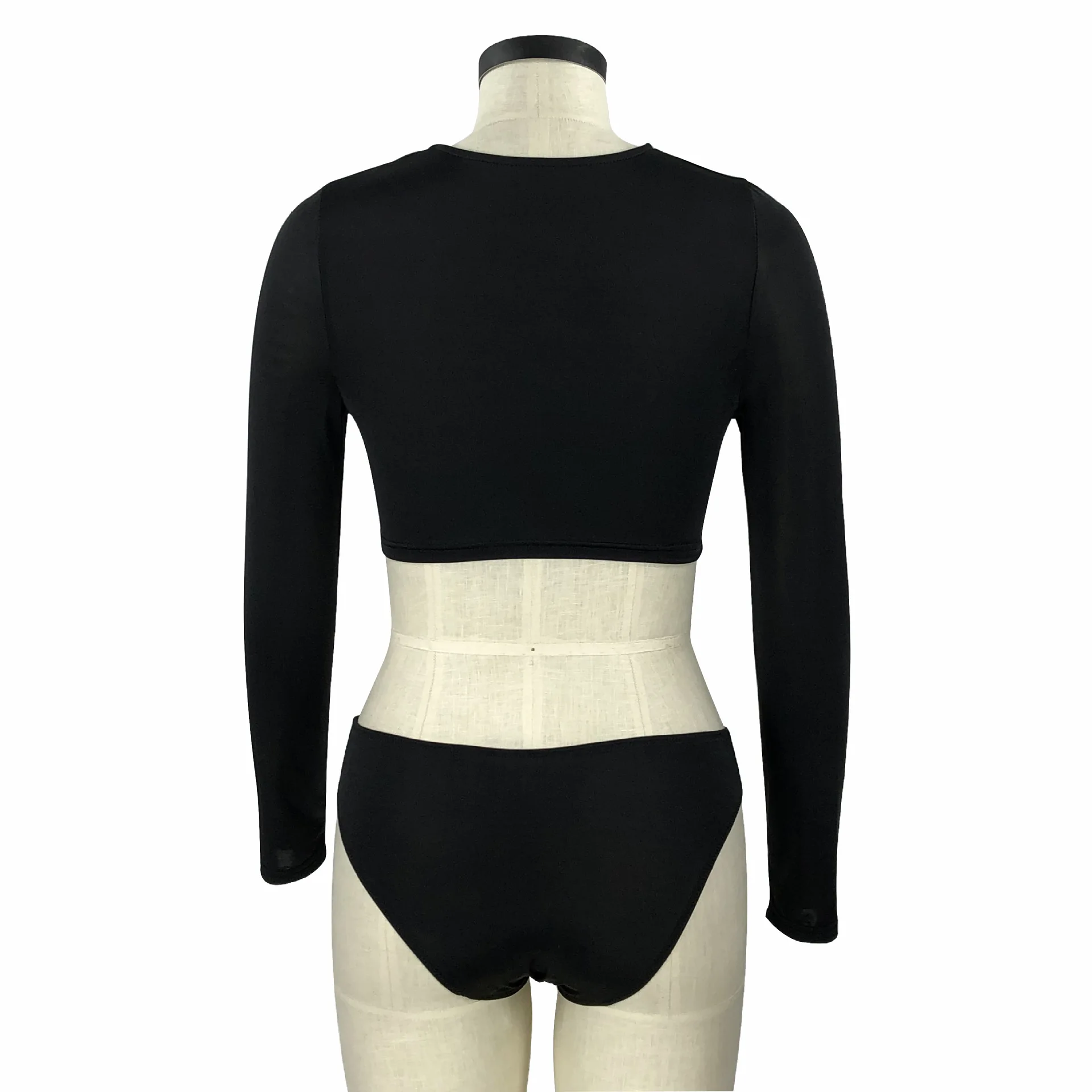 Женский купальный костюм из двух частей с длинным рукавом большого