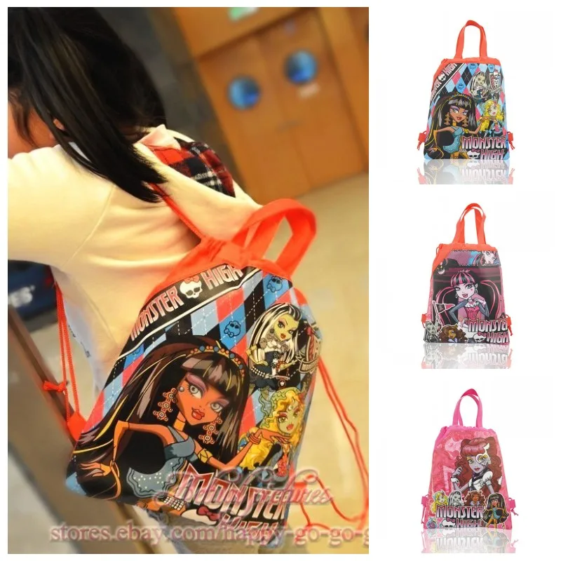 1 шт., детские рюкзаки Monster High на шнурке, сумки для покупок/дорожные сумки, 34*27 см, нетканые ткани, Детские Рождественские вечерние, Подарочные, для хранения дома