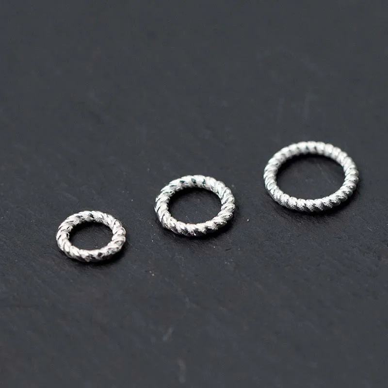 

2pcs/lot 925 Sterling Silver Ring Charms 7.5mm 8.5mm 10.5mm Round Circle Silver Connectors DIY Jewelry Making Dangle Earrings