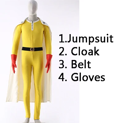 As shown One Punch Man, костюмы для косплея, Saitama, костюмы для косплея+ плащ+ пояс+ шляпа+ перчатки, полный комплект для Хэллоуина, вечерние костюмы и шляпа для женщин и мужчин - Цвет: As shown