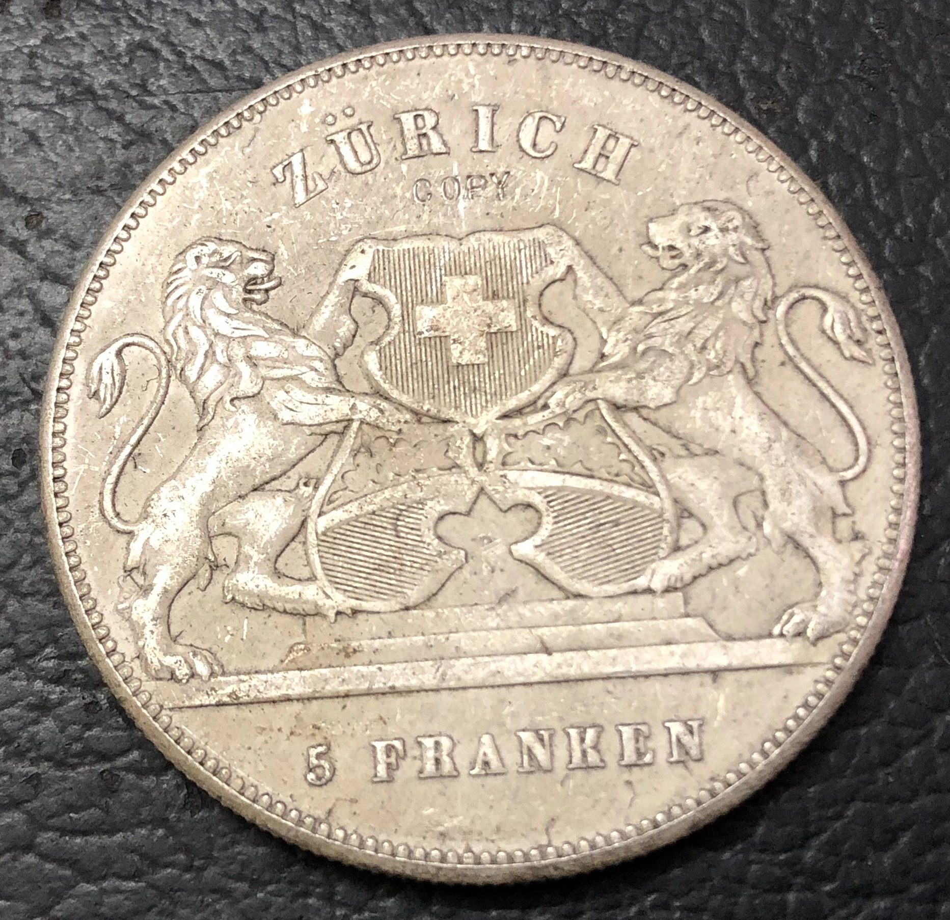 1859 г. Швейцария 5 франкена фестиваль съемки Посеребренная монета копия | Дом и сад