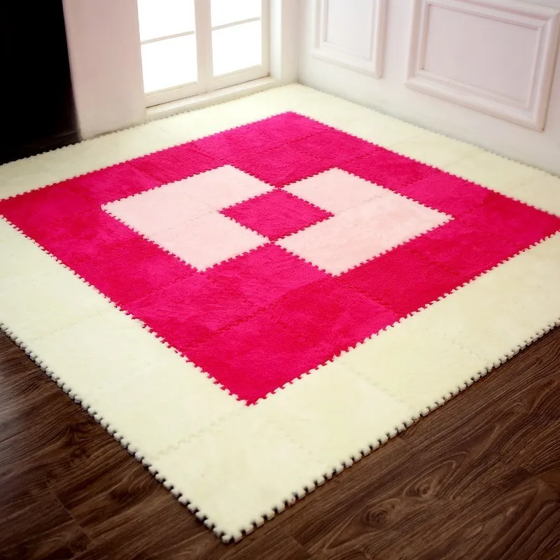 6 шт. 30x30 см EVA пена DIY коврик-пазл ворсинки длинные ворсистый ковер плюшевый теплый
