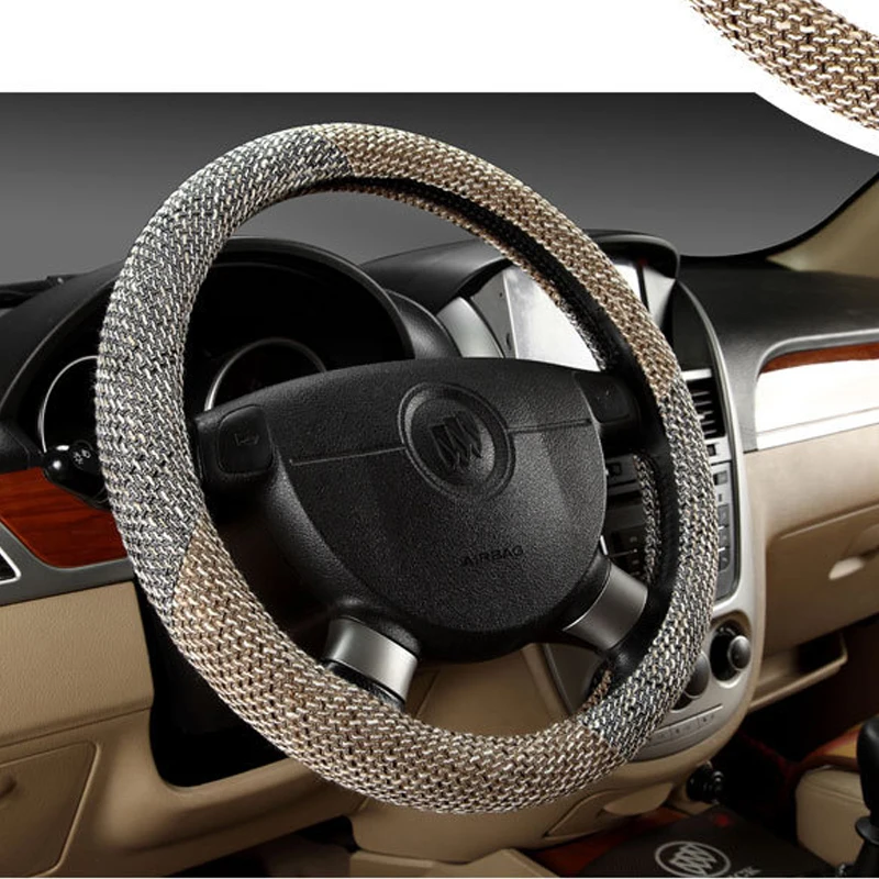 Летнее рулевое колесо Льняной материал Стайлинг автомобиля экологичное