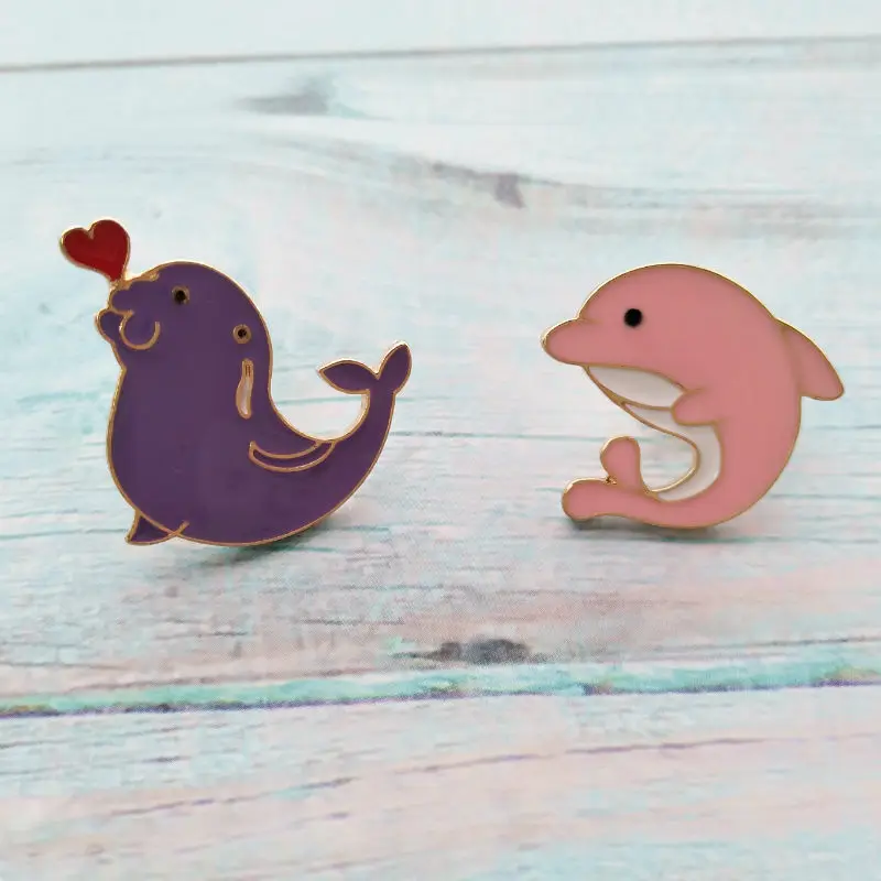 1 шт. значок в виде знака дельфина металлическая брошь для одежды сумки кепки