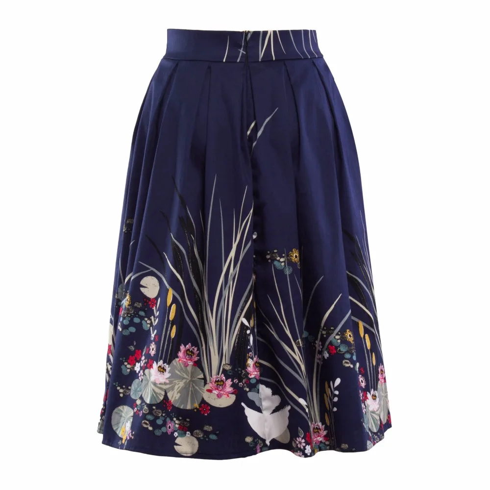 Новинка европейский стиль хлопковая юбка миди с принтом 2018 женская мода