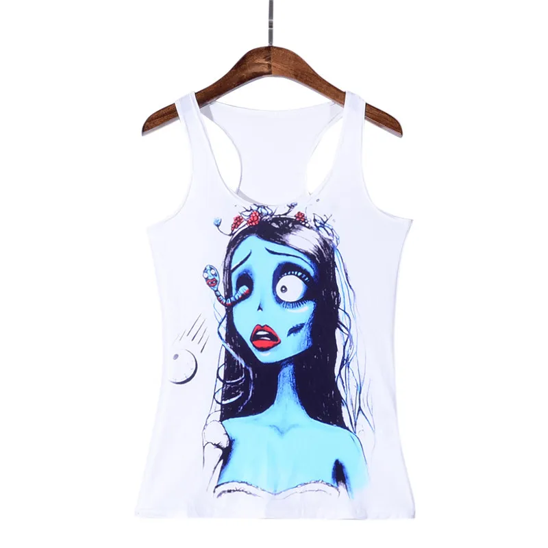 Прямая поставка Летний стиль модные сексуальные женские майки с принтом ЗОМБИ