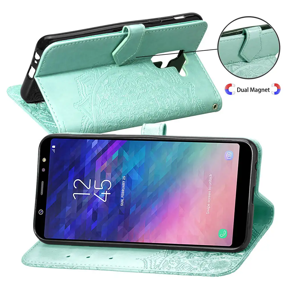 Флип кожаный чехол-бумажник для телефона samsung Galaxy A6 A6plus A 6 Plus SM A600 A605 A600F A600FN A605F противоударный чехол-книжка