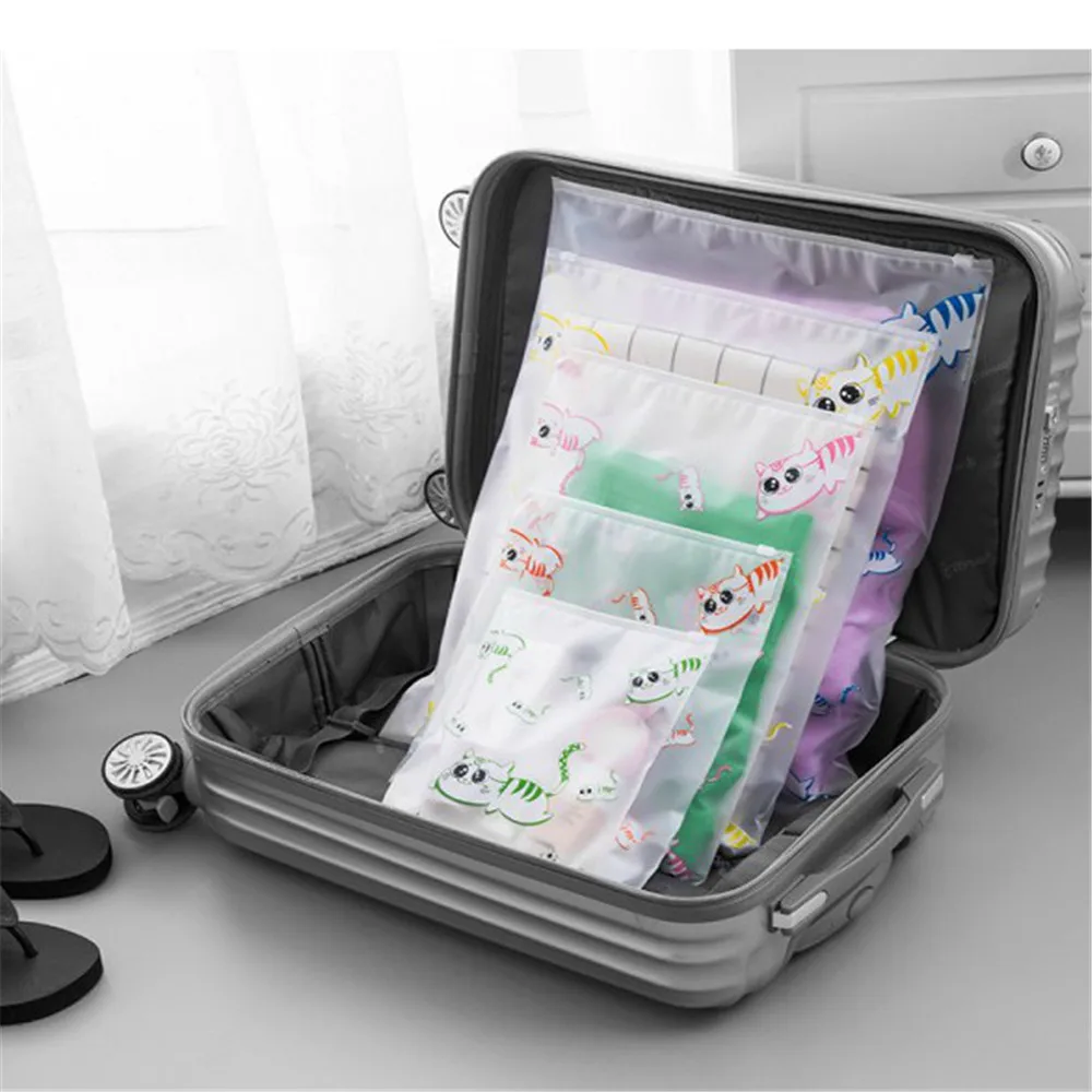 Cute Cat Transparent Cosmetic Bag Travel Makeup Case Women Drawstring Bath Organizer Storage Pouch Toiletry Wash Beaut Kit