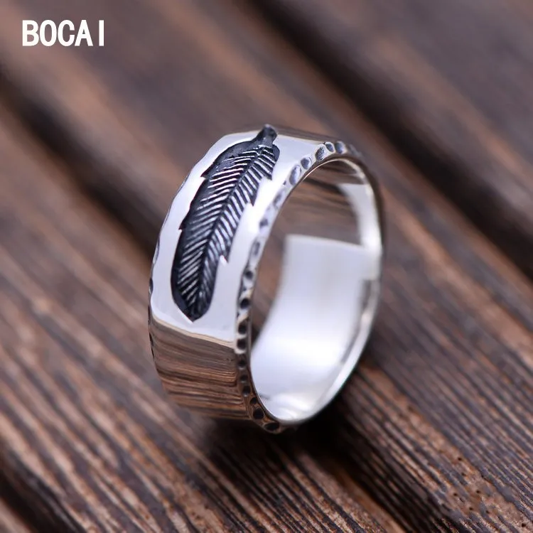 Серебро 925 пробы, ювелирное изделие, перо, мужское кольцо для мужчин, s925 Серебряное кольцо, мужские деньги, стиль, мода