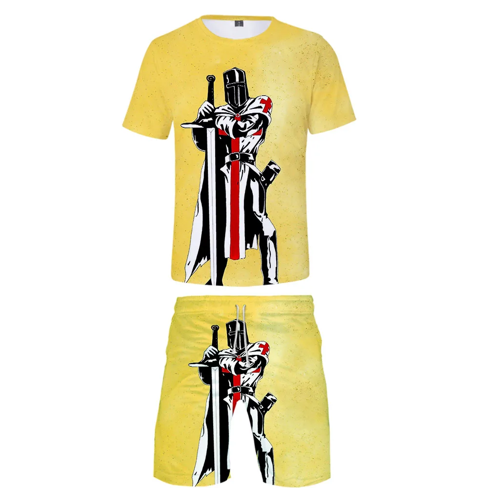 3D Knight Templars Мужская футболка и шорты пляжные штаны костюмы Harajuku хит продаж