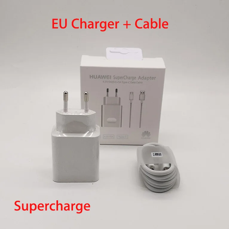 EU Charger and Cable Оригинальное зарядное устройство huawei supercharge для huawei p20 p10 mate 9 10 Pro Plus, сетевой адаптер с суперзарядкой для ЕС, 5А, быстрая зарядка - Тип штекера: EU Charger and Cable