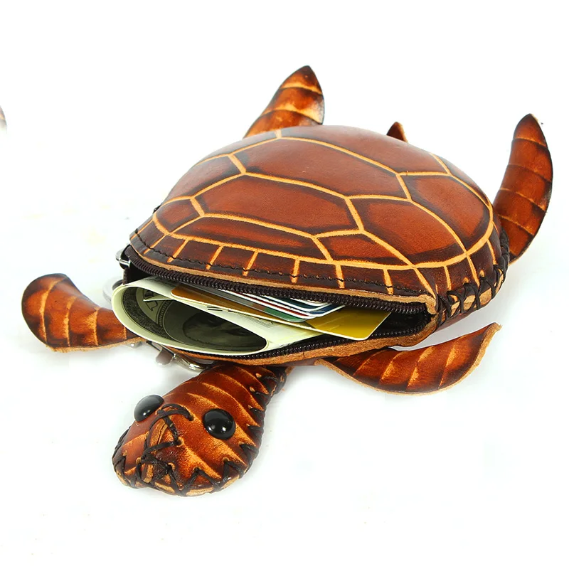 Натуральная кожа кошельки для монет браслет кошелек милая сумка в виде черепахи