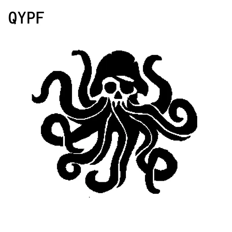 

QYPF виниловая наклейка на автомобиль, 16,9 см * 14,5 см, дьявол в сердце осьминога, черный/серебристый, чудесная Наклейка на окно, наклейка на окно,...