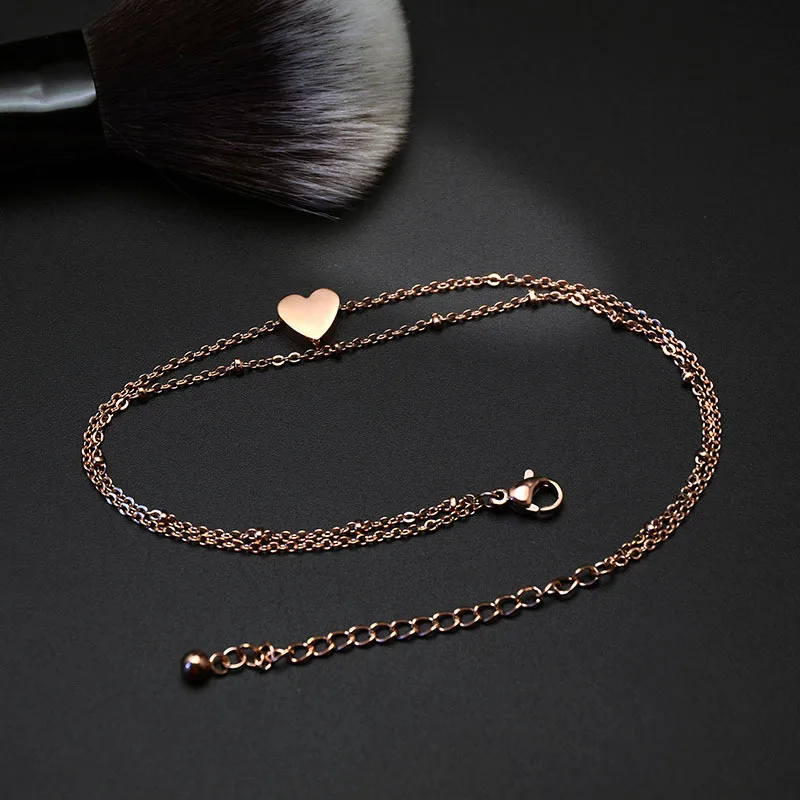 Женский ножной браслет Martick с одним сердцем и двойным слоем Ювелирное Украшение