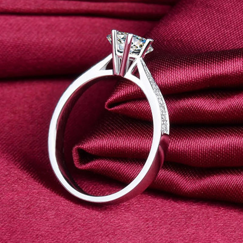 Обручальное кольцо ANI 18K из белого золота (AU750) с естественной сертификацией