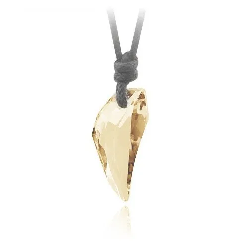 Light champagneg Австрийский Кристалл Зубы волка кулон цепи длинные кожаные мужские ювелирные изделия ожерелье 10 цветов - Окраска металла: Light champagneg