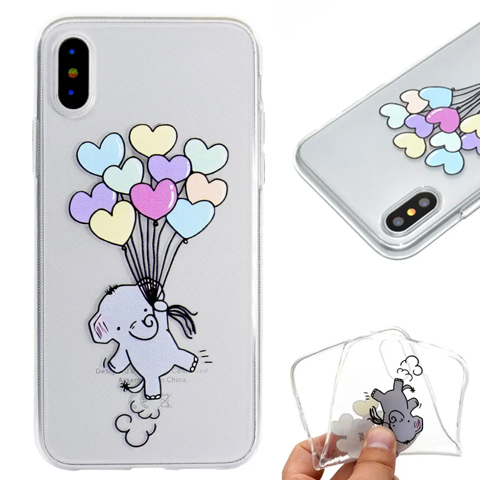 Милый маленький слон задняя крышка чехол для iPhone 6 7 8 плюс TPU 5 5S SE Funda X 6s