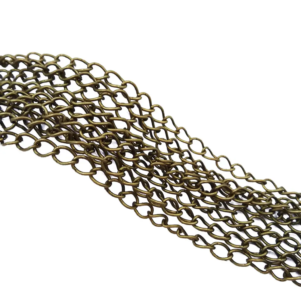 

Удлинитель цепочки для ожерелья из античной бронзы, металлическая цепь из бронзы, 100 м, 3x5 мм, фурнитура для изготовления ювелирных изделий, NEC-03