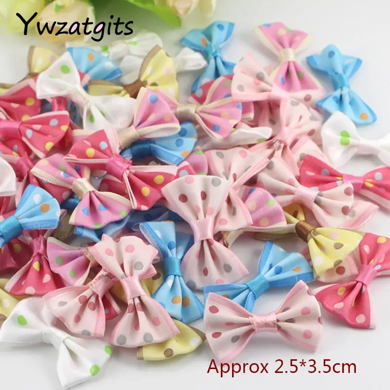 C5 Mixed Dot2 24pcs Ywzatgits мульти вариант смешанные цвета горошек банты из органзы Девушки Бутик мини волос лук головные уборы DIY ремесло одежды YB0807 - Цвет: C5 Mixed Dot2 24pcs