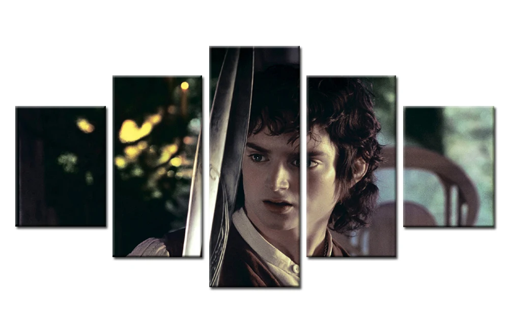 5 panel Modern Home Art Wall HD Picture Canvas printings Living Room Decoration Theme Curly Hair Handsome Men Swords | Дом и сад
