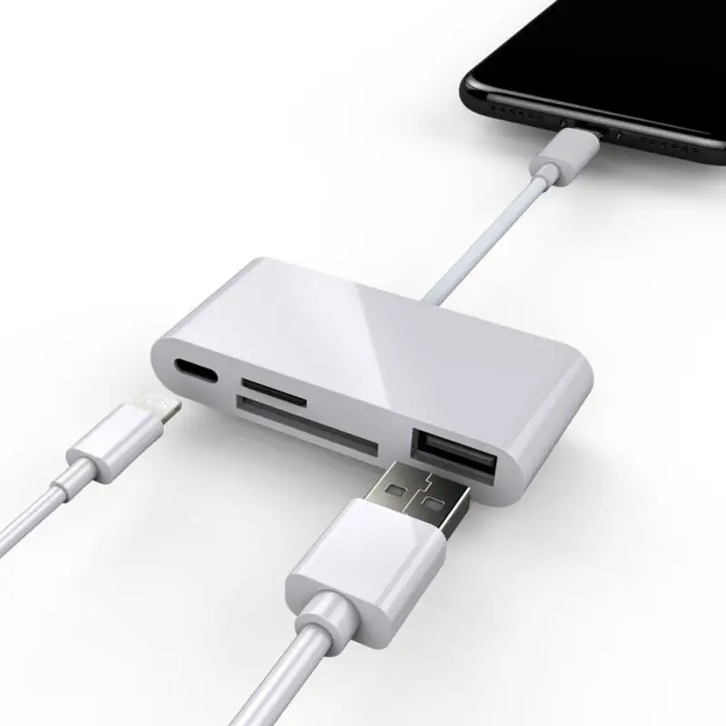4 в 1 8-контактный кард-ридер для Lightning/TF/USB/Lightning Кабельный адаптер для iPhone Xr Xs X 8 7 6 Plus iPad