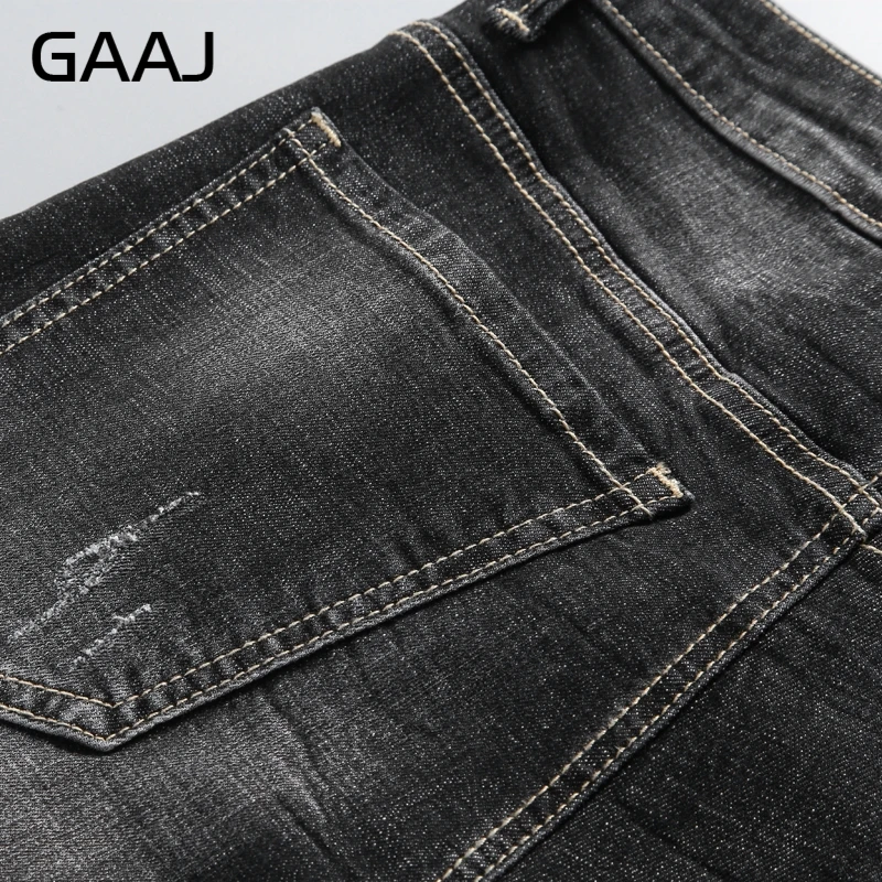 Мужские джинсы бермуды GAAJ черные рваные в стиле хип хоп 38 40 2019|short for men|men summershorts jeans