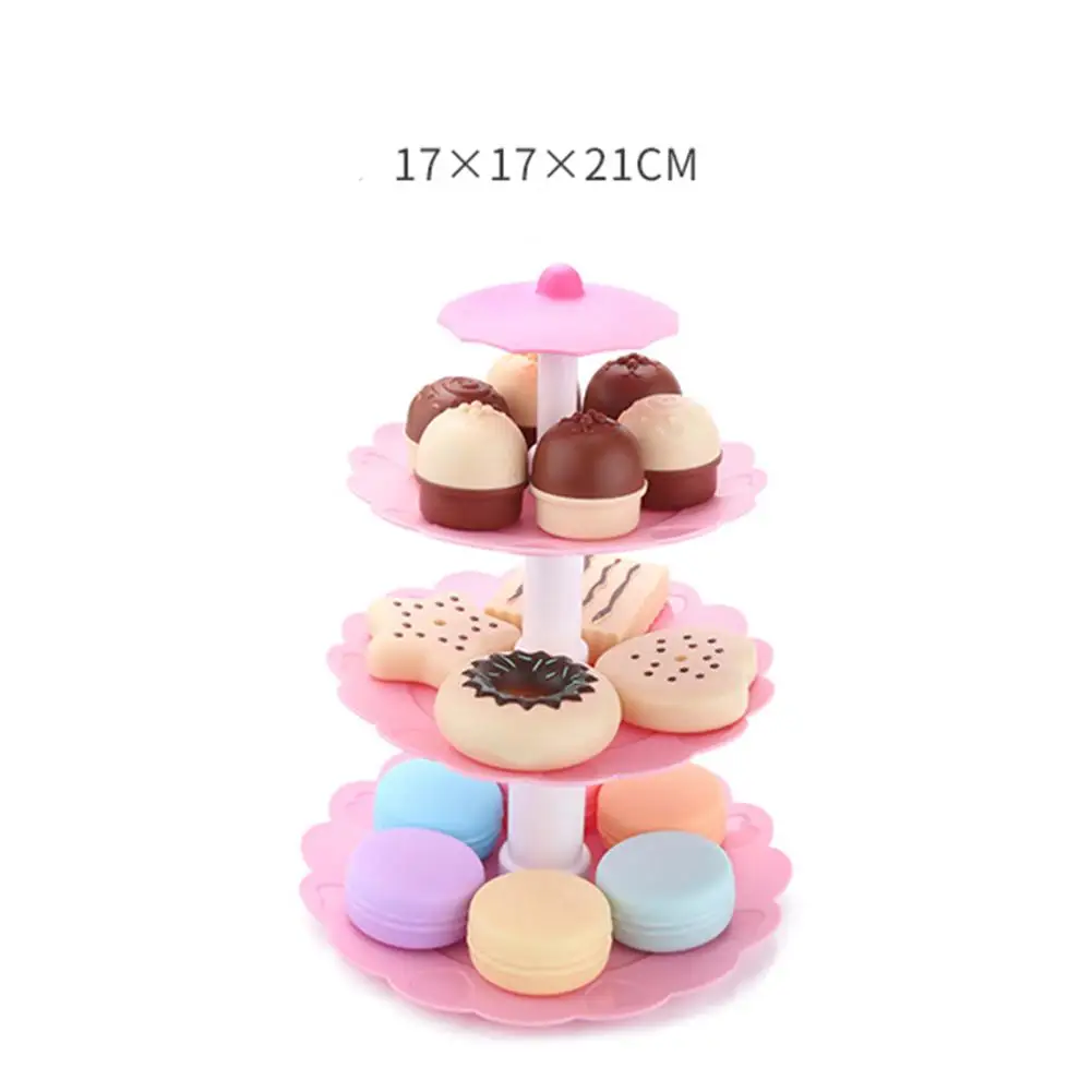 Dessert tower Милый 3-х уровневая наборный десерт башня моделирование торт Макарон печенье набор игрушек для детей игрушки-пончики комплект Для детей подарок - Цвет: Dessert tower