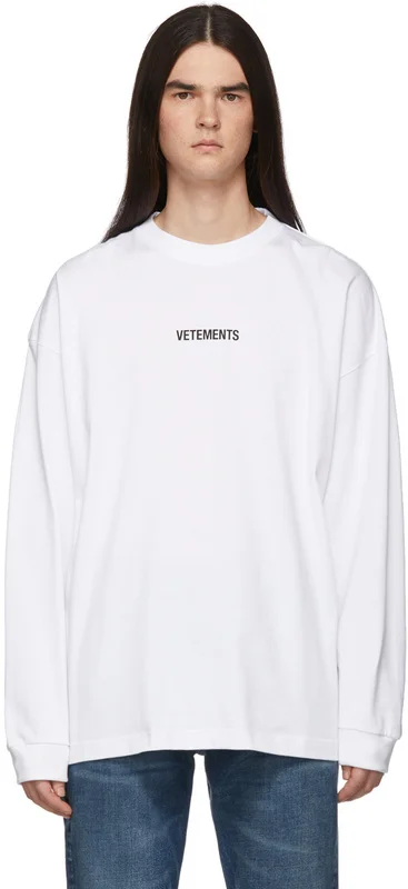 

2020ss Vetements Logo Embroidery Washing Label Sitiching Women Men T shirts tee Hiphop Oversized Men Cotton Long Sleeve T shirt