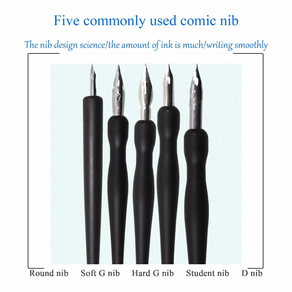 Набор кистей Skyists Dip Pen (5 наконечников (G/D/круглый наконечник ручки) + 2 пластиковых