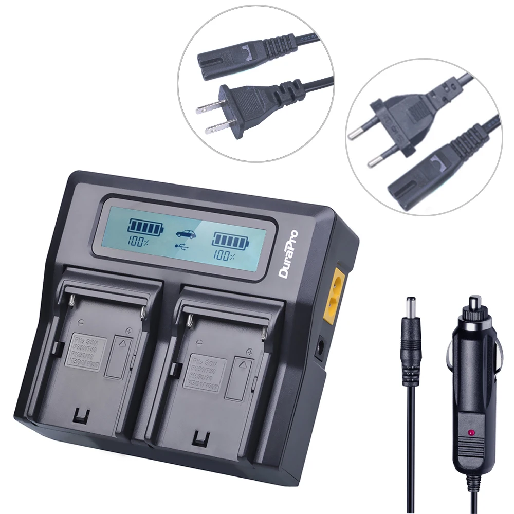 

DuraPro LCD Dual Fast Charger for SONY NP-F960 NP-F970 NP F960 F970 Rechargeable Battery and HVR-HD1000 HVR-HD1000E HVR-V1J