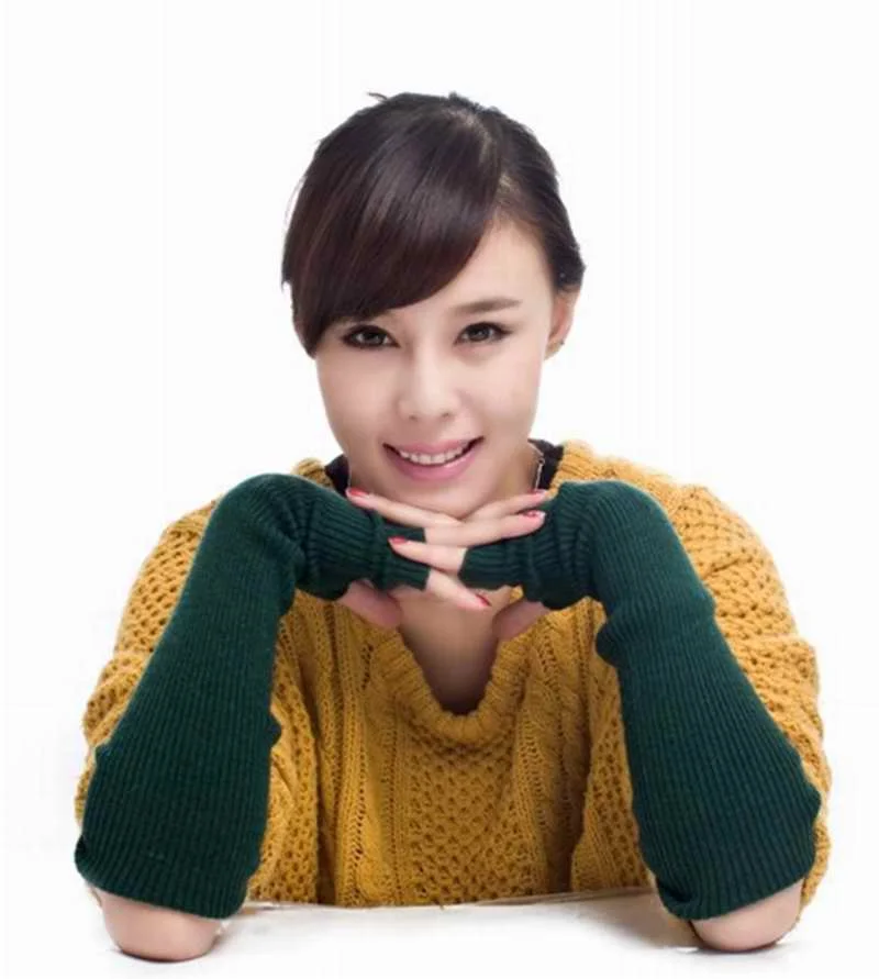 Кашемировые длинные перчатки 40 см теплые женские с рукавом до запястья|long gloves|finger