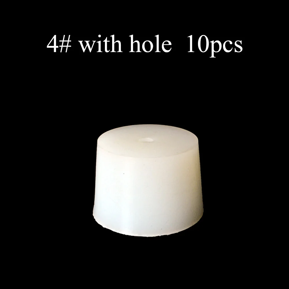 4 with hole 10pcs Домашние винные пробки для варки, Силиконовая пробка с отверстием для воздушного клапана, пузырьковый клапан, класс с силиконовой резиновой пробкой, пивоваренный инструмент acces - Цвет: 4 with hole 10pcs