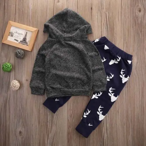 Pudcoco Hot Casual New Baby Boy Girl Deer Hoodie Sweatsuit Top Long Pants Leggings 2pcs Outfits Set Costume |