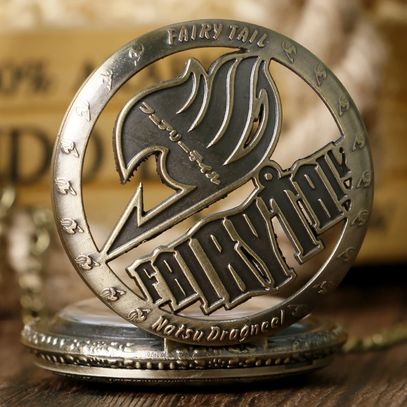 Японский аниме Fairy Tail серый Fullbuster полый дизайн кварцевые карманные часы колье с