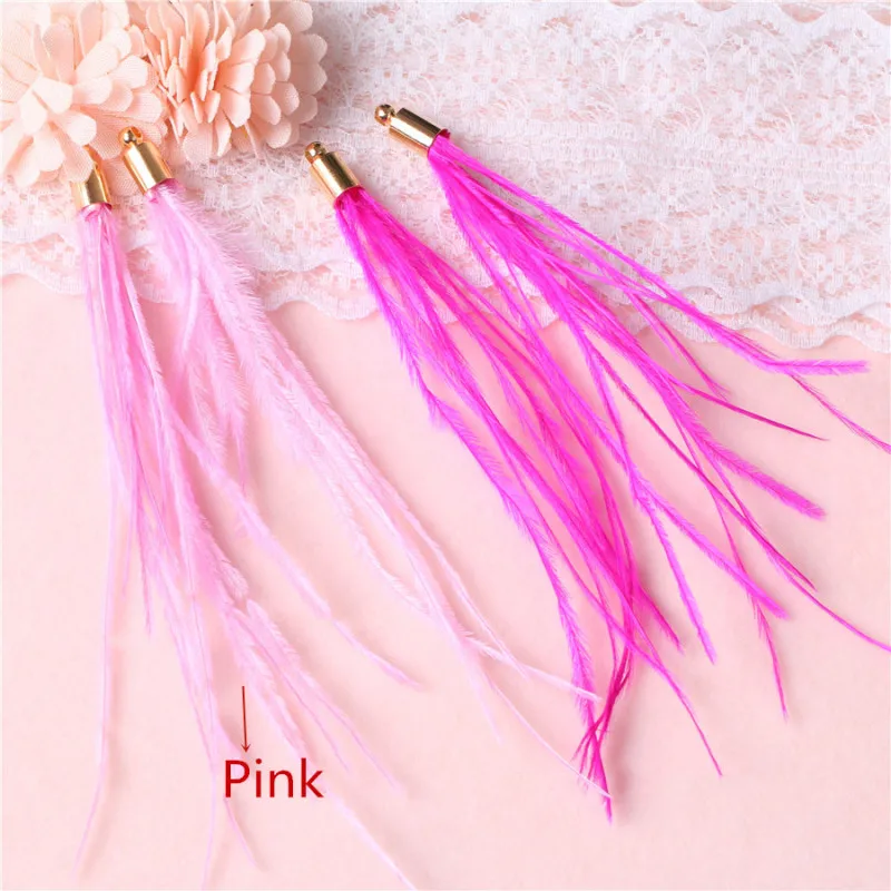 Pink 2 шт красочные перо колпачок украшение с кисточкой DIY серьги ювелирные изделия Швейные декоративные подвески длинные кисточки ручной работы ремесла поставки - Цвет: Pink