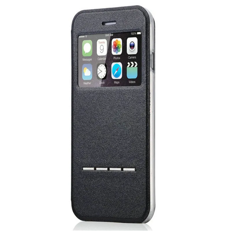 Роскошный чехол с окошком для экрана iPhone 8 7 Plus флип 5S 5C SE 6 6S X скользящий
