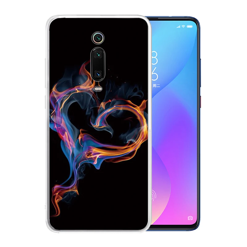 Soft Silicone Clear TPU Case for Xiaomi Mi 9 9T CC9 Pro Note 10 CC9E 8 Lite Mix 3 A3 A2 A1 POCO F1 Cover Flame Heart | Мобильные