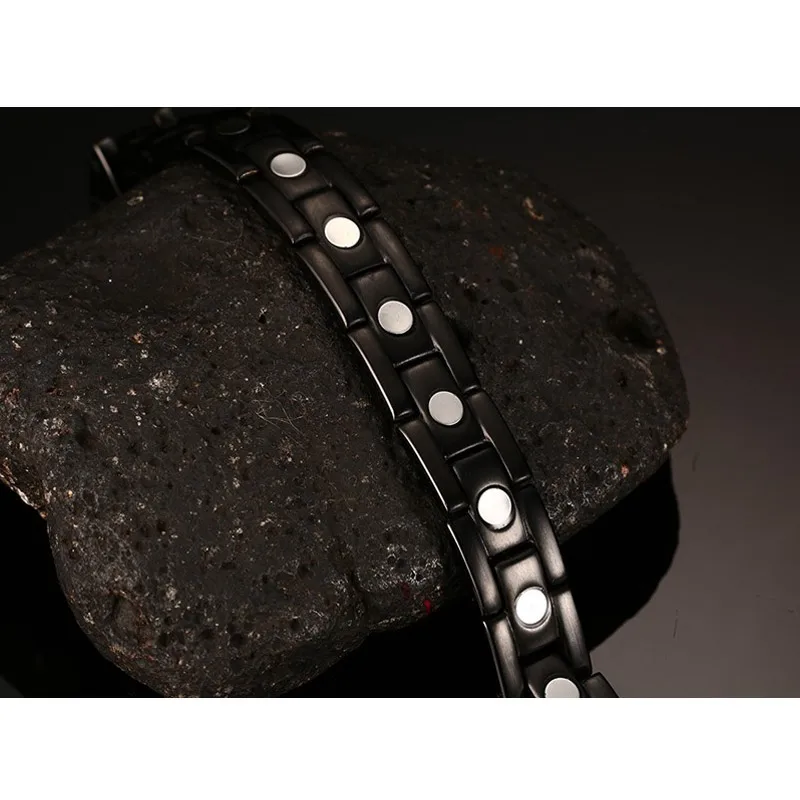 Vnox 100% Titanium Black Bracelet Bangle for Men Jewelry Magnet Magnetic Health Care | Украшения и аксессуары
