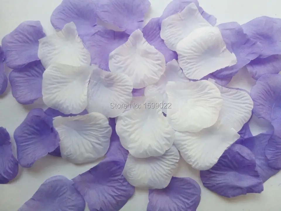 1000pcs 10packs Lavender purple mixed white artificial silk rose flower petals for weddings party decorations petalos boda