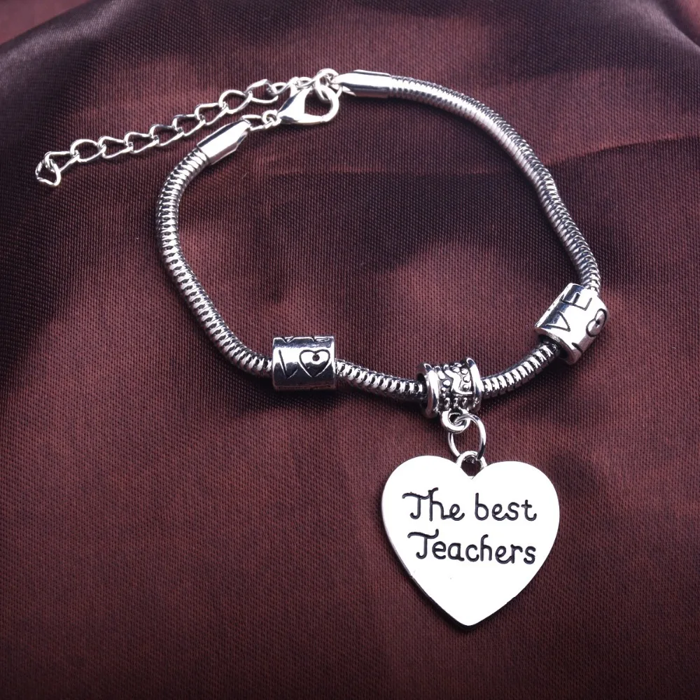12 шт./лот лучшие учители Любовь Сердце Шарм браслет спасибо подарок на день