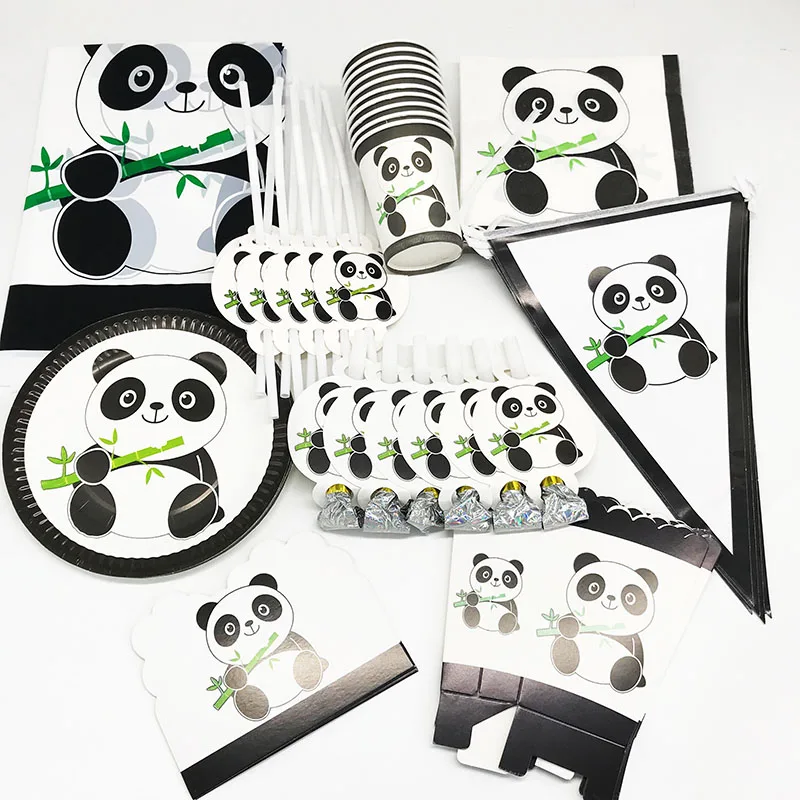 89 шт./упак. панда тема одноразовая посуда набор тарелок салфетки для стаканчиков