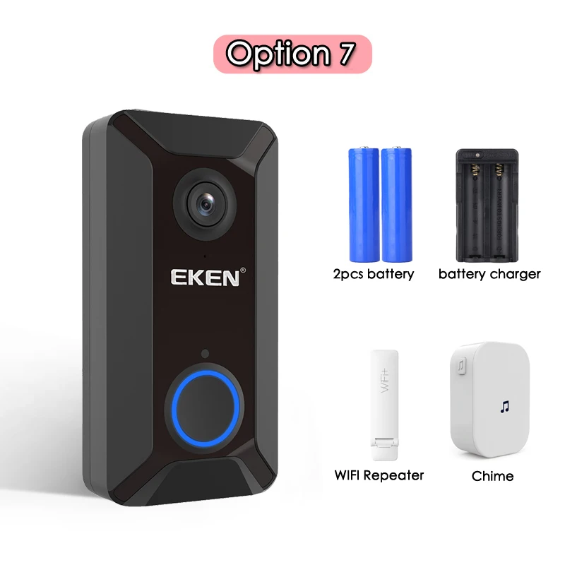 Eken V6 смарт WiFi видео дверной звонок камера визуальный домофон с колокольчиком ночного видения IP дверной звонок беспроводная домашняя камера безопасности - Цвет: Option 7