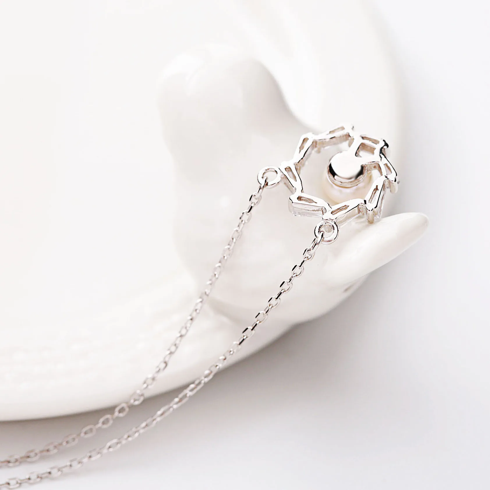 Personality Jewelry Creative S925 Sterling Silver Zircon Natural Pearl Sun Flower Set Chain Clavicle Necklace Female Wholesale | Украшения