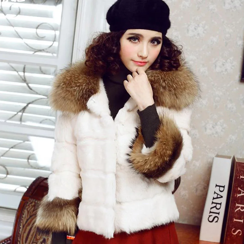 Новинка 2019 Женская Высококачественная куртка из кроличьего меха и Длинная