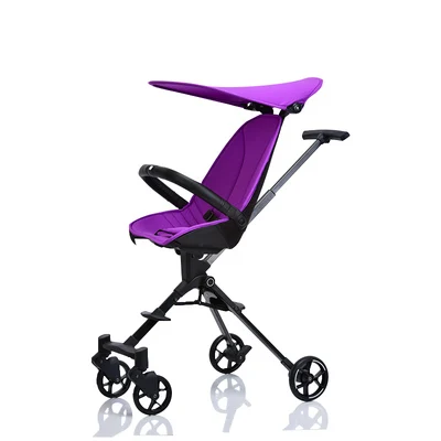 Purple(Black frame) Детская коляска с высоким пейзажем, складная детская коляска на колесиках, легкая Двусторонняя детская коляска kinderwgen Triciclo Infantil - Цвет: Purple(Black frame)