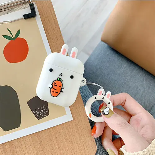 P 3D милый кактус морковь силиконовый чехол для Apple Airpods чехол Bluetooth наушники защитный Забавный чехол коробка палец кольцо крюк - Цвет: P