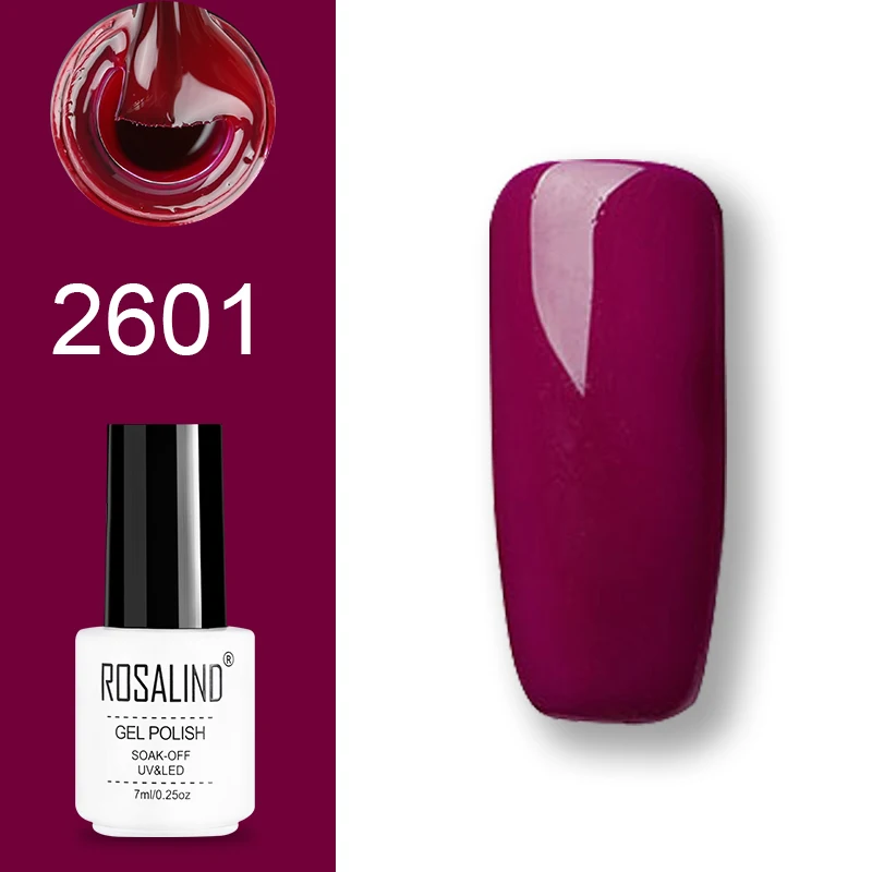 2601 ROSALIND набор гель-лаков UV Vernis полуперманентный праймер верхнее покрытие 7 мл полигель-лак для маникюра - Цвет: 2601