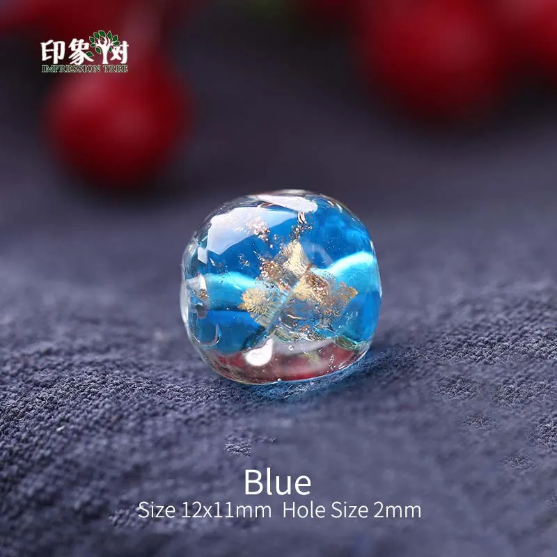 Blue 10pcs 12x11 мм 10 шт пески Порошковая фольга внутри ручной работы Lampwork неправильные бусины застекленные квадратные разделители хрустальные бусины DIY Ювелирные изделия 1609 - Цвет: Blue 10pcs