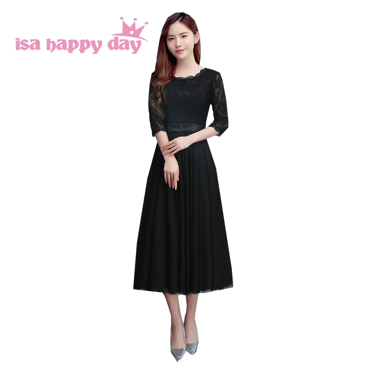 Короткие черные платья длиной ниже колена женское скромное модное платье